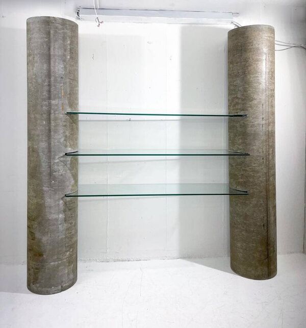 Etagère sculpturale brutaliste en béton Fibrociment éternit années 1980