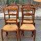 4 Louis XV chairs in solid oak with rush seats, shell carvings, 19th century.