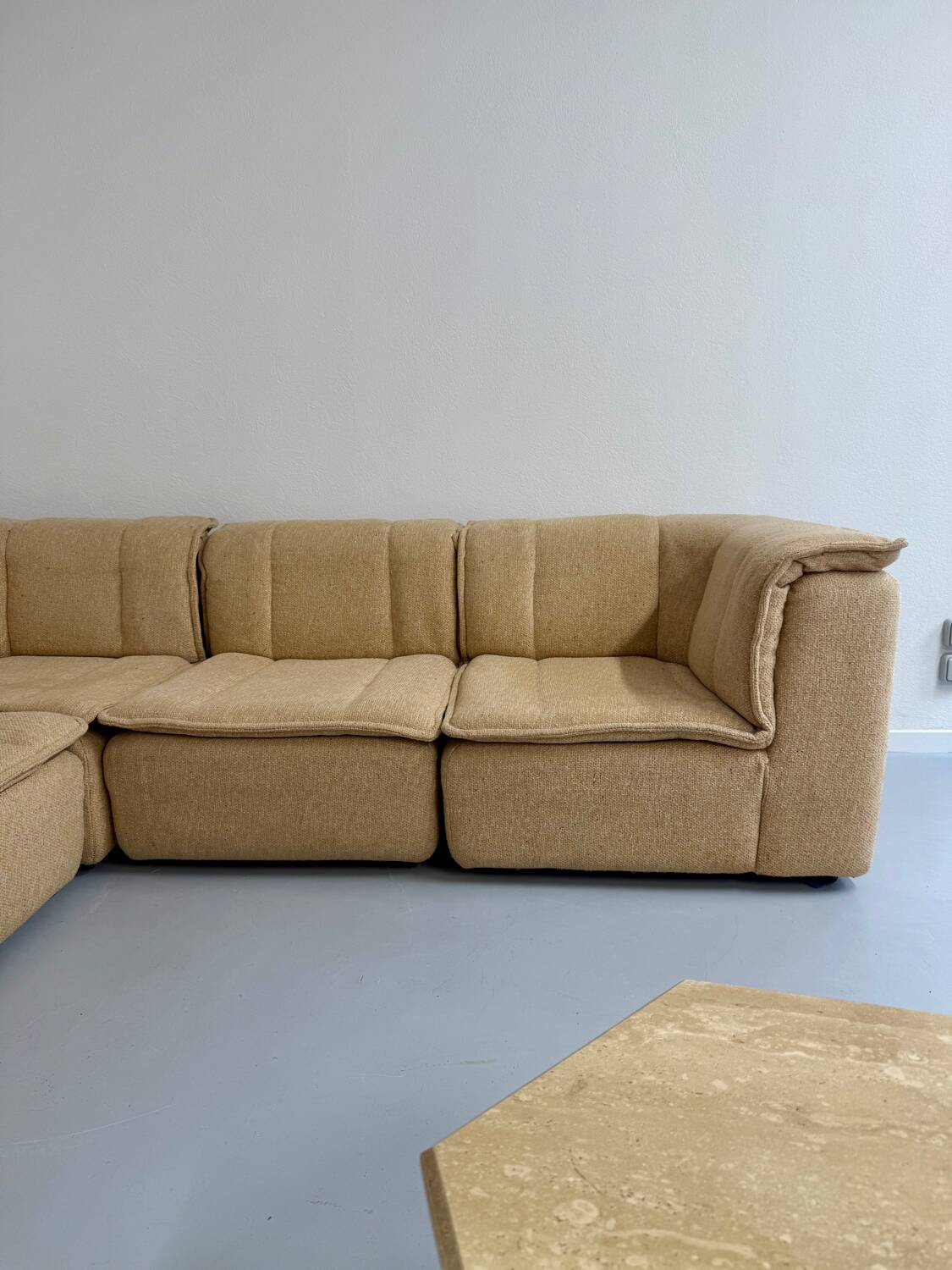 Modular sofa in beige fabric, 70s, 5 elements