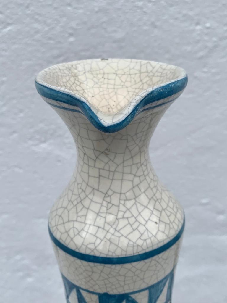 Blue and white hand-painted ceramic soliflore vase