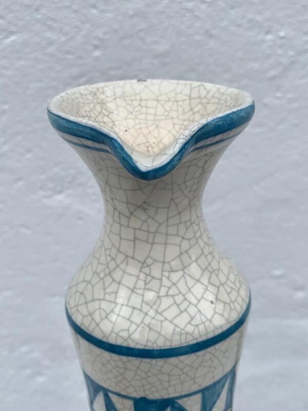 Vase soliflore peint à la main bleu et blanc en céramique