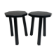 Black brutalist wooden stools, set of 2