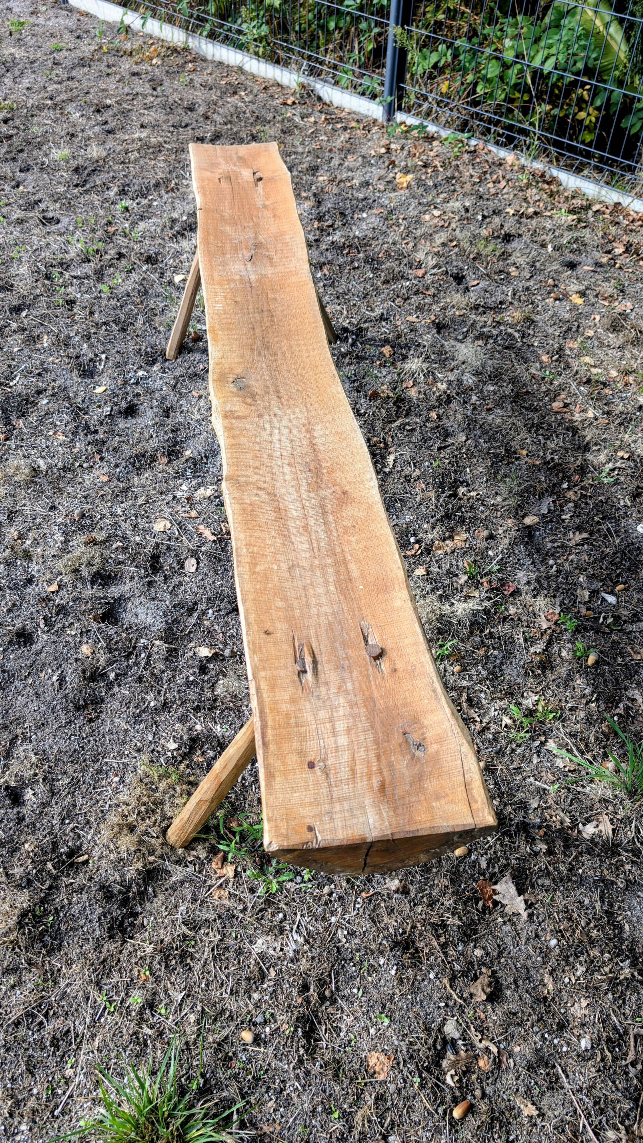 Pair of brutalist wooden benches – 70s design style