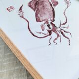 Framed art print, "Gyotaku of a small squid"