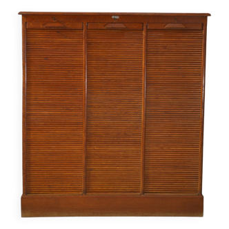 Wooden notary cabinet with shutter from the brand "Au vieux chêne" 1950's