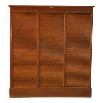 Wooden notary cabinet with shutter from the brand "Au vieux chêne" 1950's