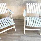 Pair of vintage wooden garden armchairs by r.gleizes