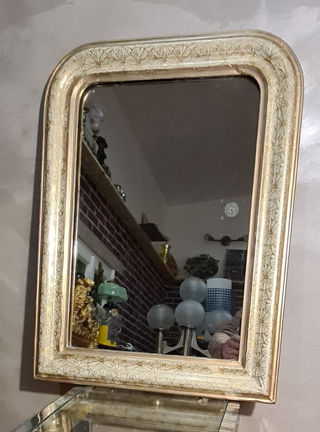Mirror louis philippe 1900 original wood 60x45 mercury glass