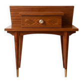 Vintage 1960s bedside table in wood and marquetry.