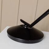 Vintage metal table lamp in Hollywood Regency style, black base with brass shade by Gigidi Iluminazione, 80s