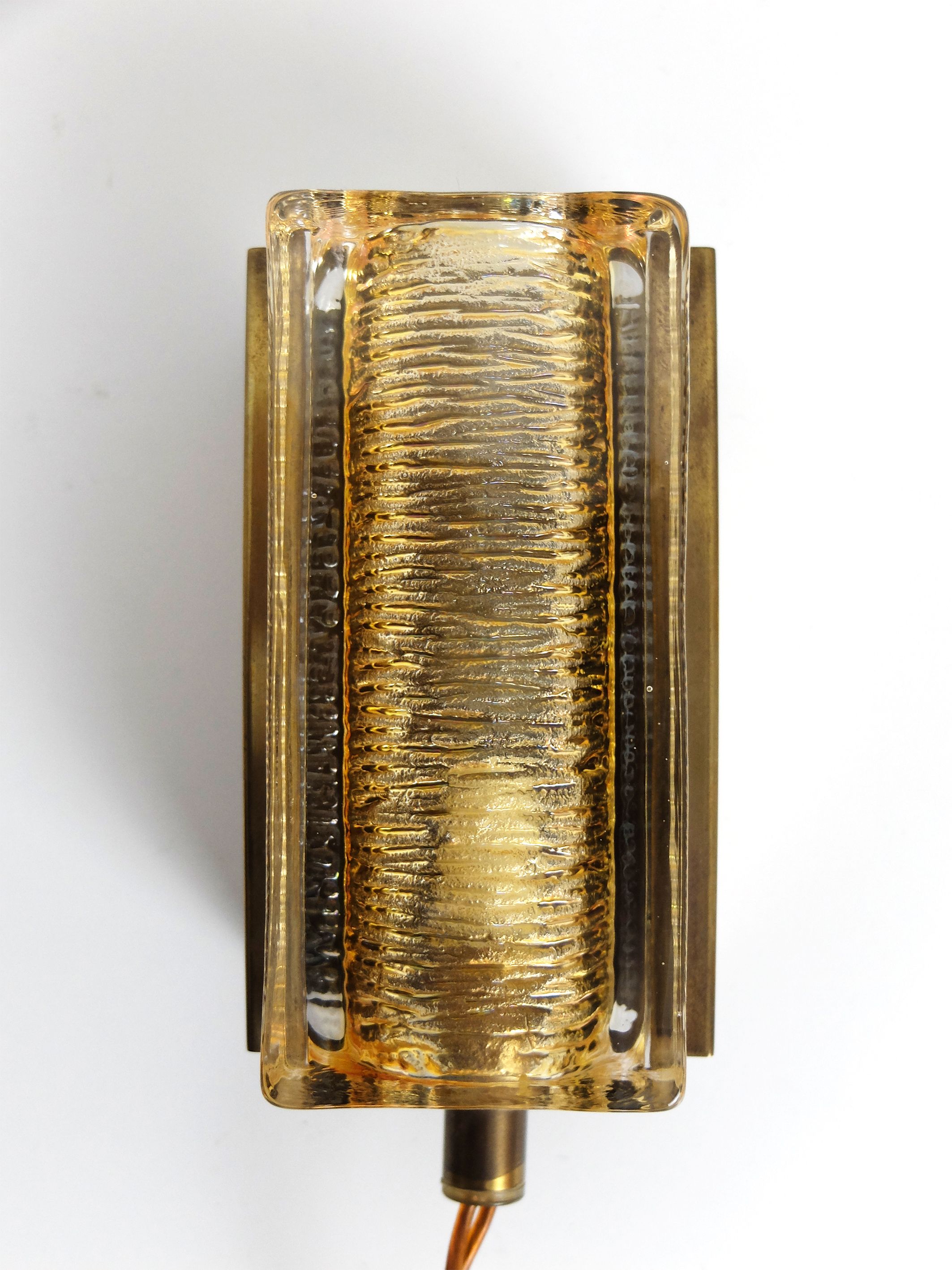 Danish vintage Atlantic model wall lamp, brass and glass, Vitrika 1960s
