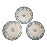 Set of 3 green Gien plates, Floretin model