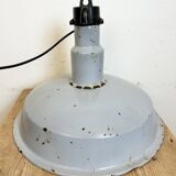 Large industrial midcentury grey enamel factory lamp, 1950s