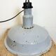 Large industrial midcentury grey enamel factory lamp, 1950s