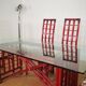 Red bamboo table by Arturo Pozzoli, 1980s, set of 7