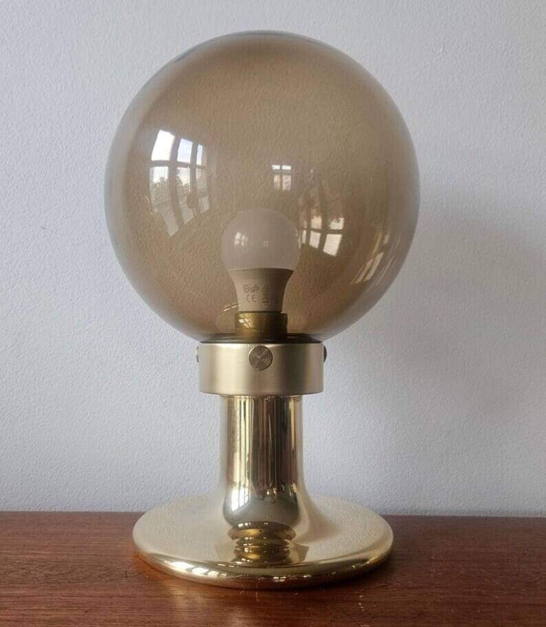 Very Rare Midcentury Large Table Brass Lamp, Switzerland, 1970s