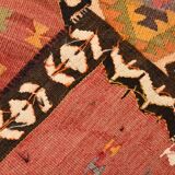 Red & Beige Oriental Vintage Kilim Runner Rug, 81x261Cm