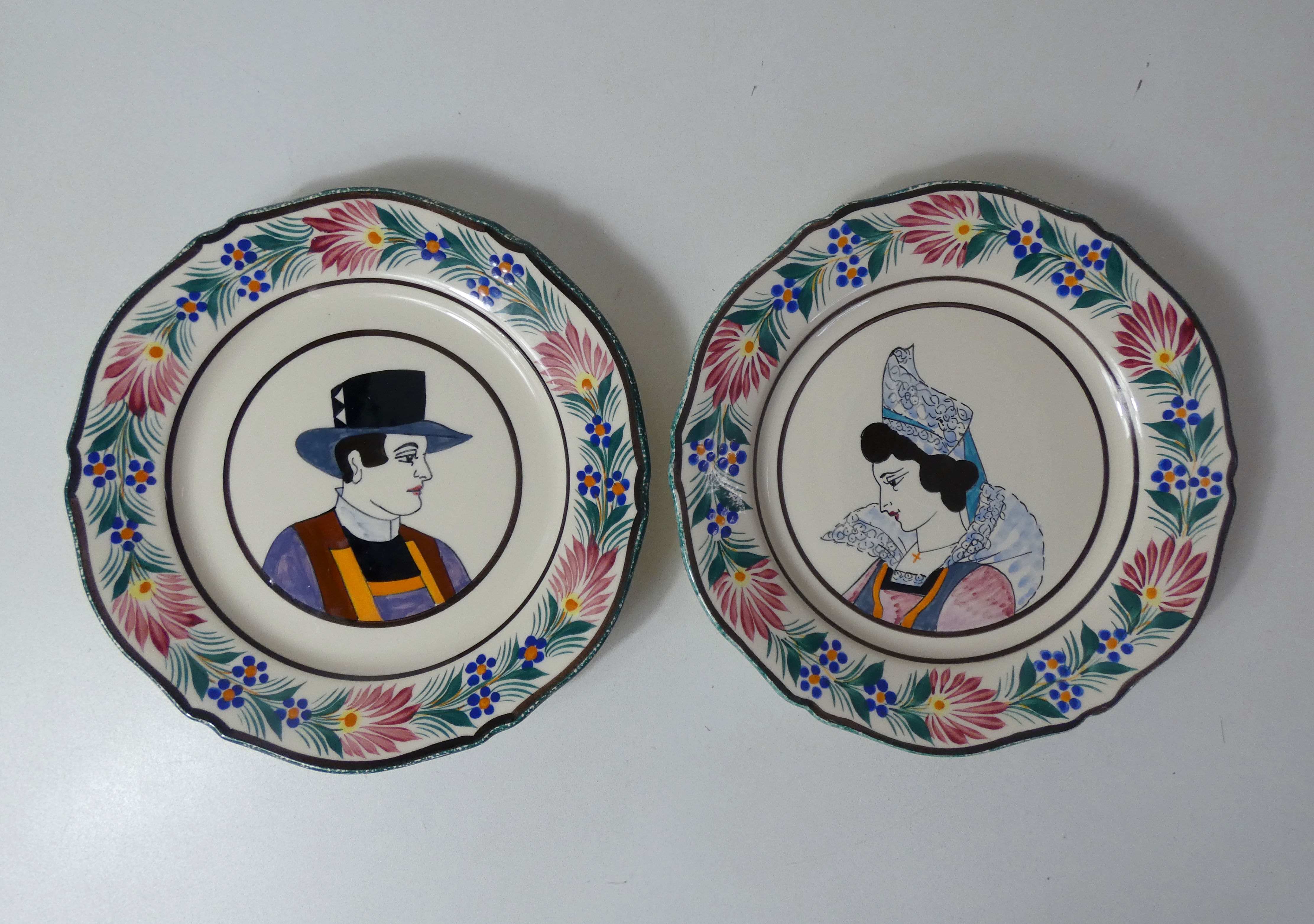 HB Quimper 2 flat plates Breton and Breton