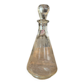 Petite carafe vintage en verre gravé – décor cerf et forêt