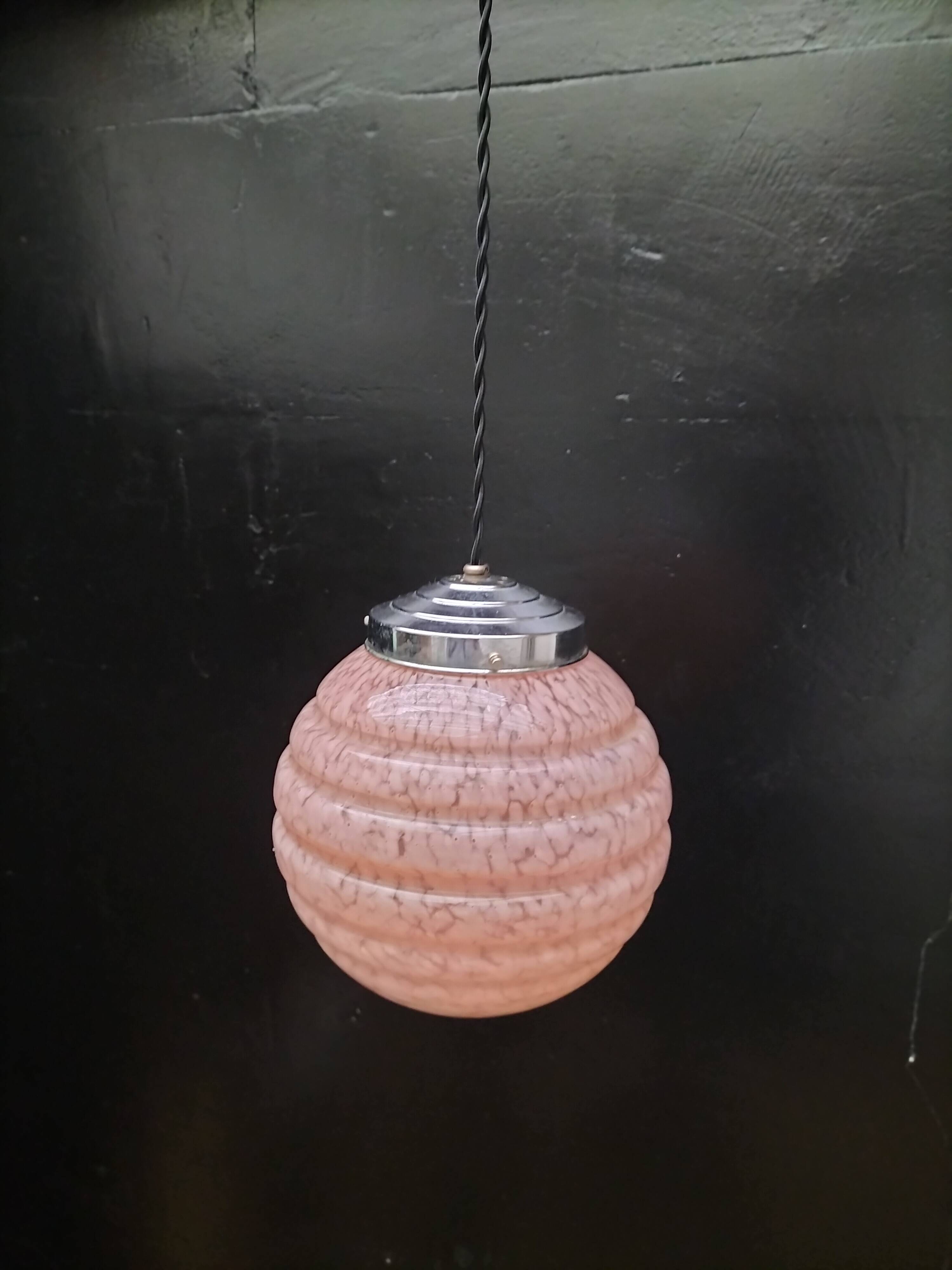 pink opaline pendant light