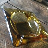 Cendrier vintage en verre ambré