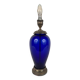 Risler et Carré. Grande lampe en verre bleu et monture argent, poinçon Minerve