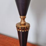 Lampe de table en métal laqué noir et verre satiné blanc, années 1950