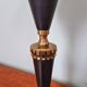 Black lacquered metal table lamp with satin white glass, 1950s.