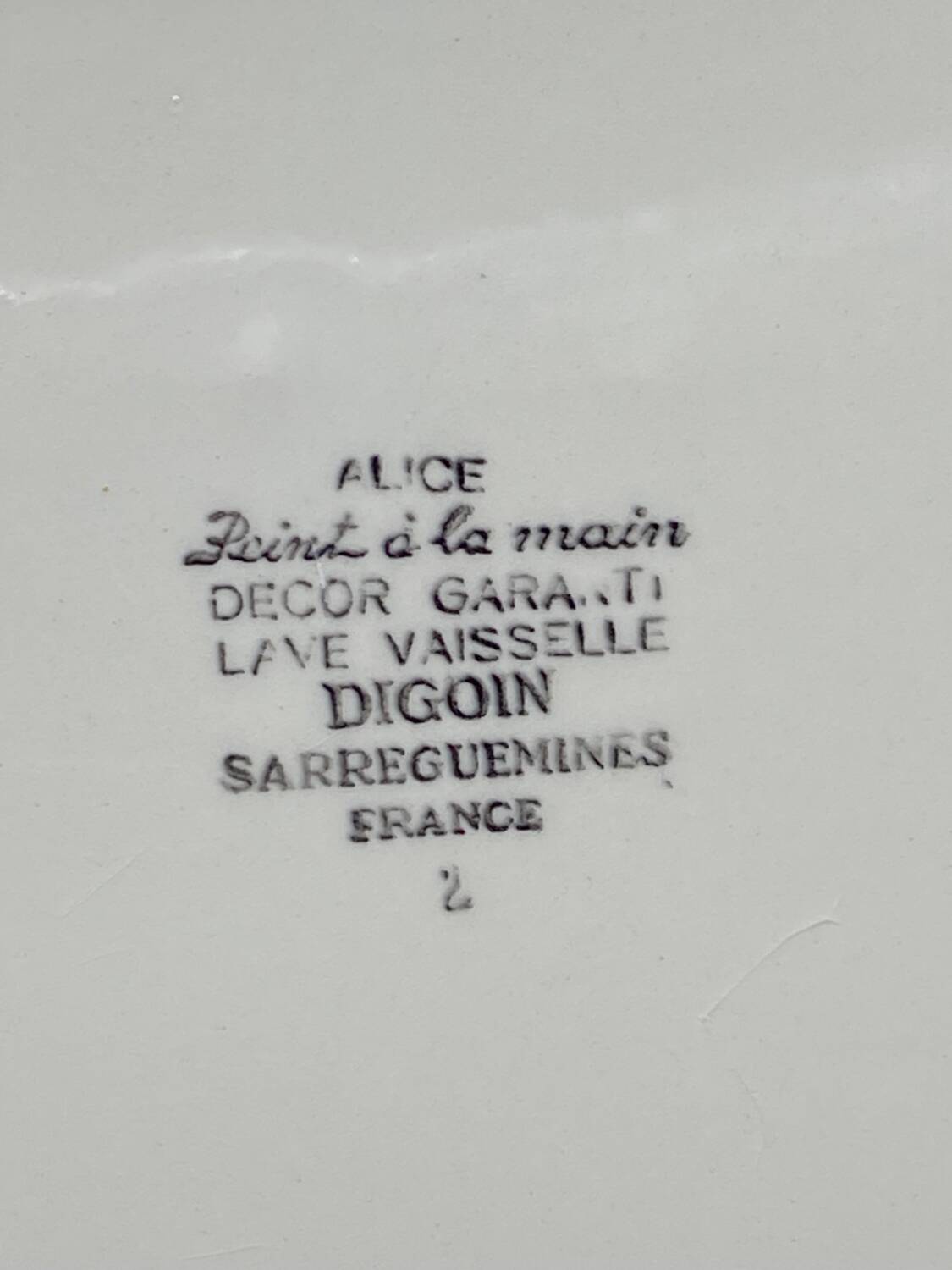 Série d’assiettes plates Alice Digoin Sarreguemines vintage, fleurs, tournesol 🌻