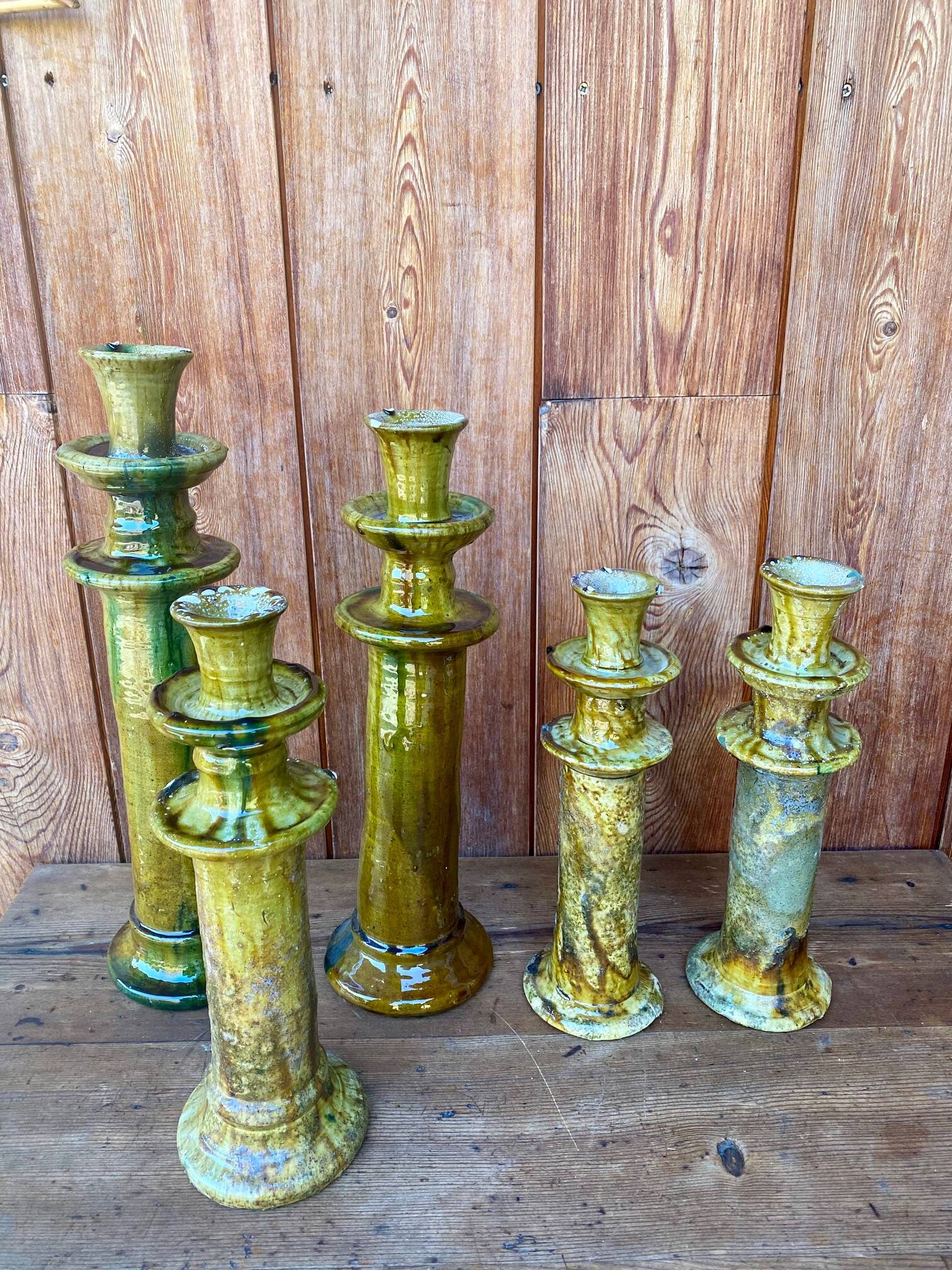 2 bougeoirs de Tamegroute en céramique émaillée