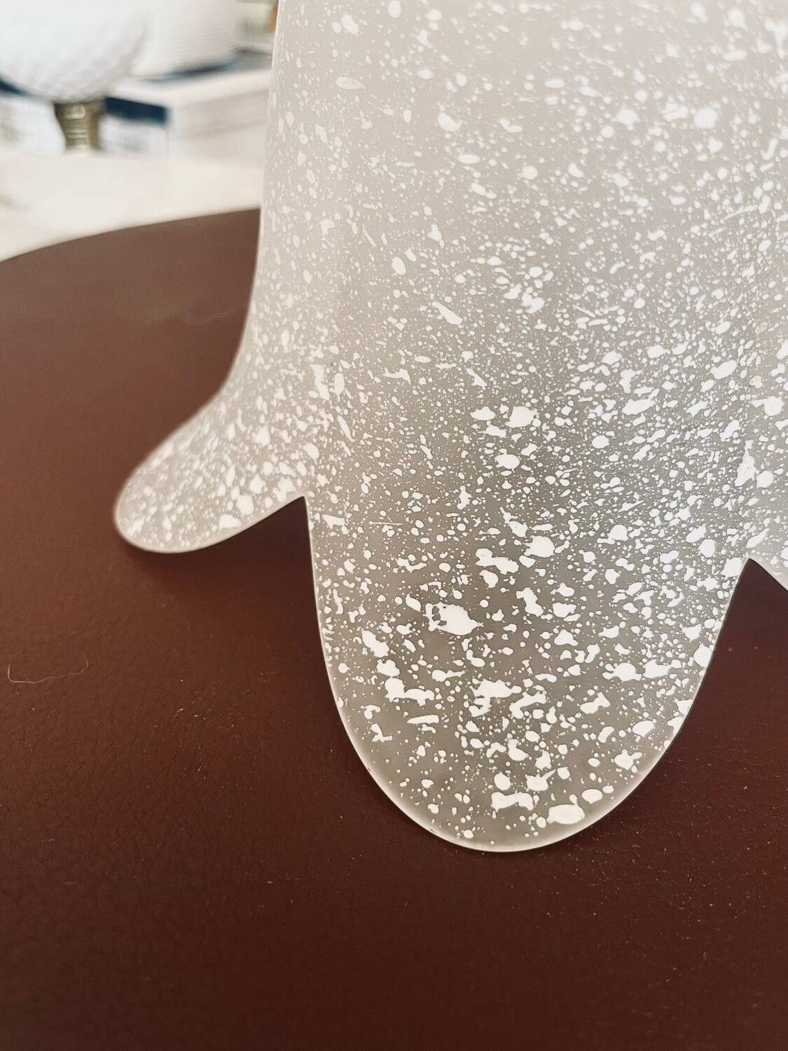 Tulip in white speckled glass paste flower