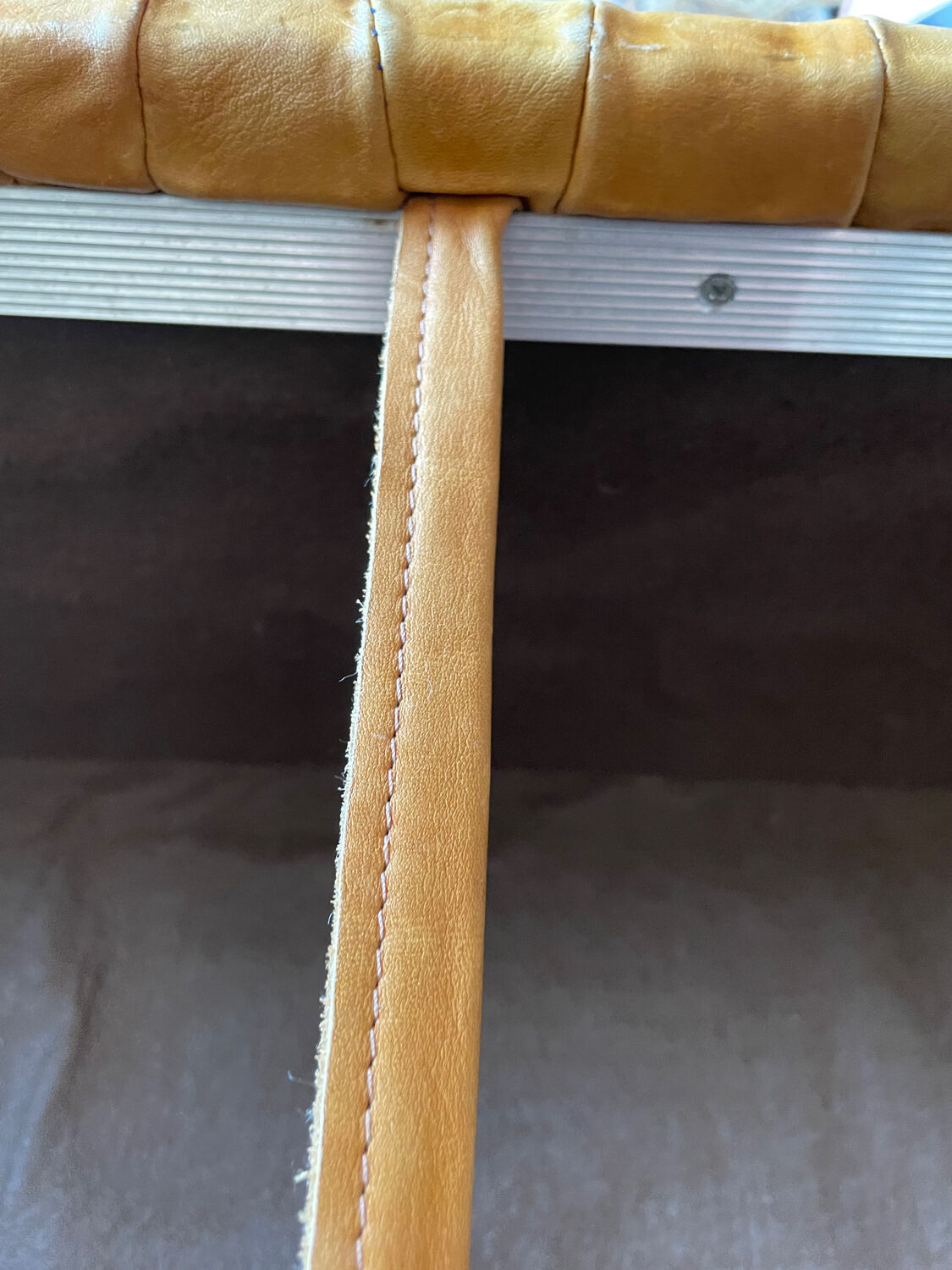 Banc pouf coffre en cuir patchwork  De Sède