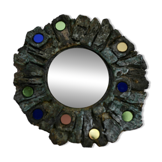 Ceramic mirror by Jacky Coville, 1970s.