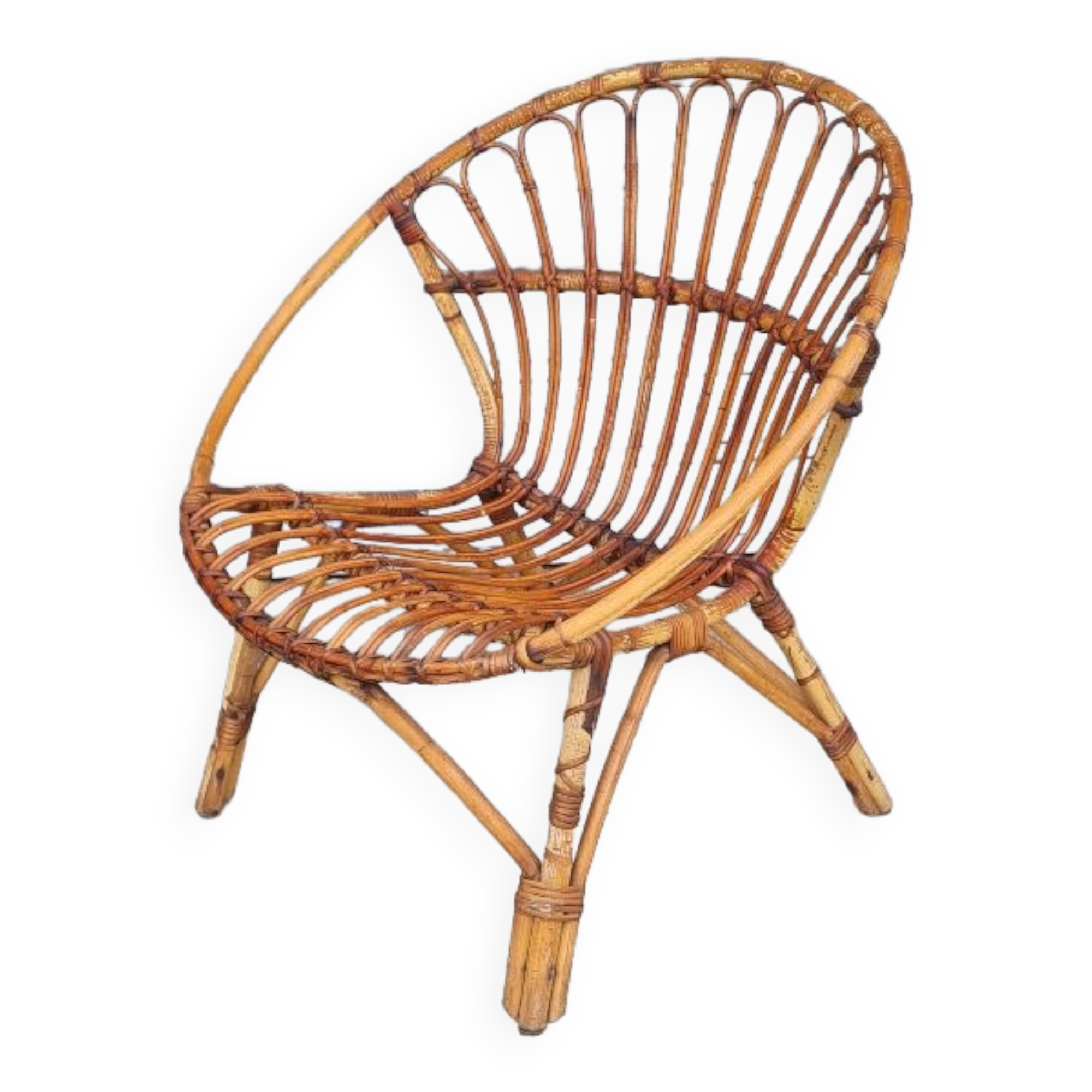 Rattan shell armchair 1960