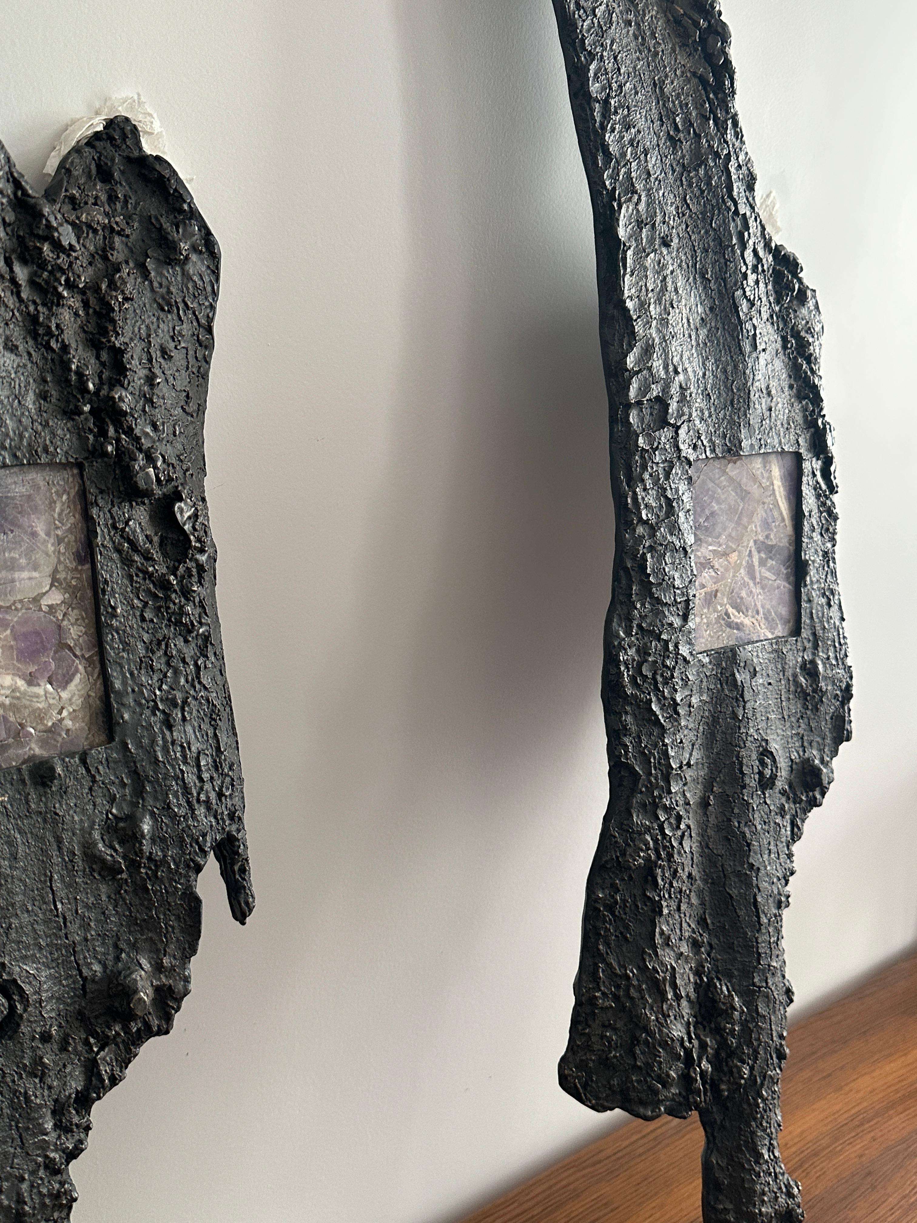 Wall Light Cast Bronze and Amethyst, France, 1970