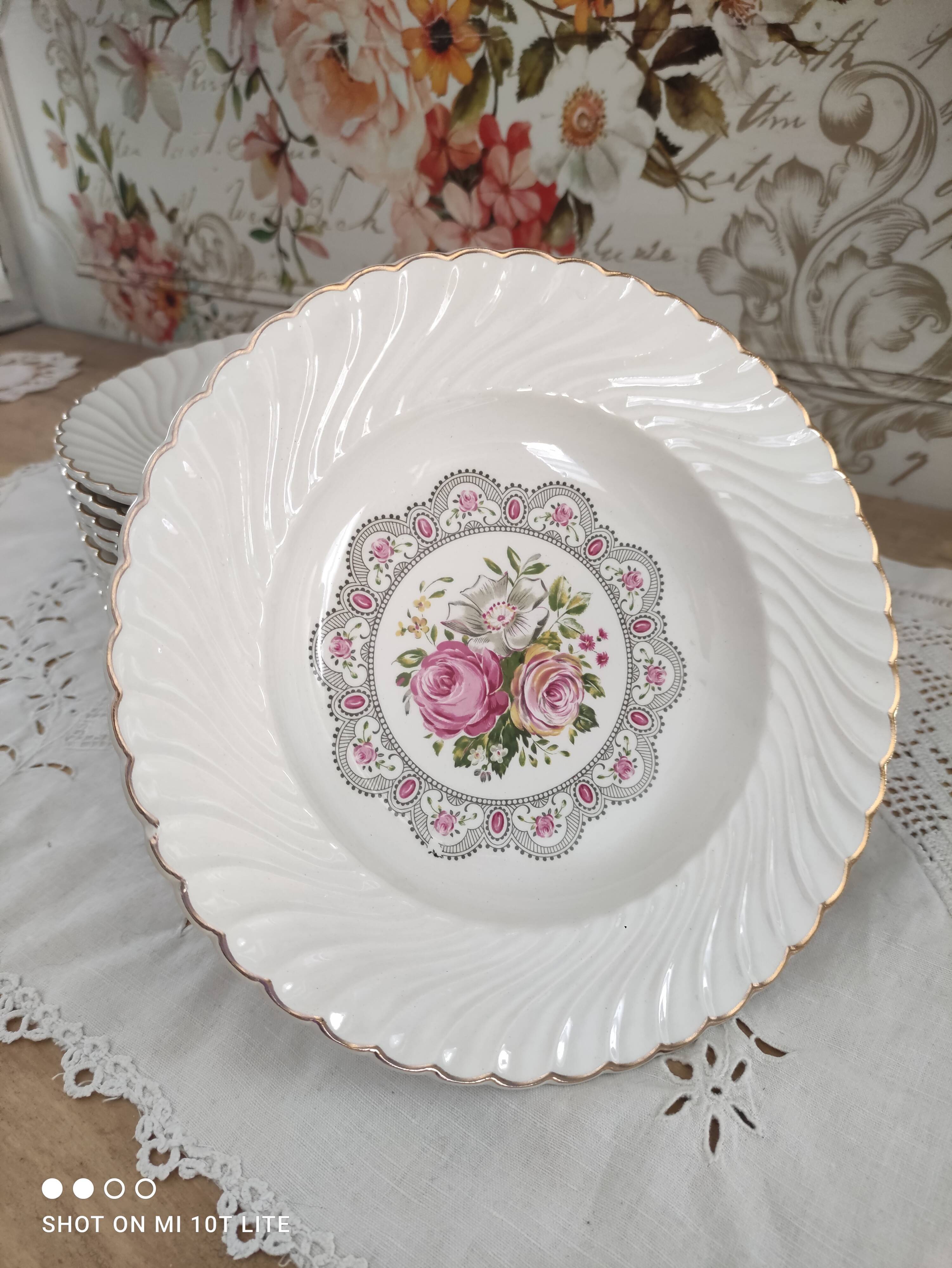 Set of 12 hollow plates K&G Lunéville model Tradition