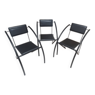 Set of 3 postmodern dining room chairs from 1980