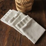 Lot 6 Vichy cotton napkins + beige linen tiles