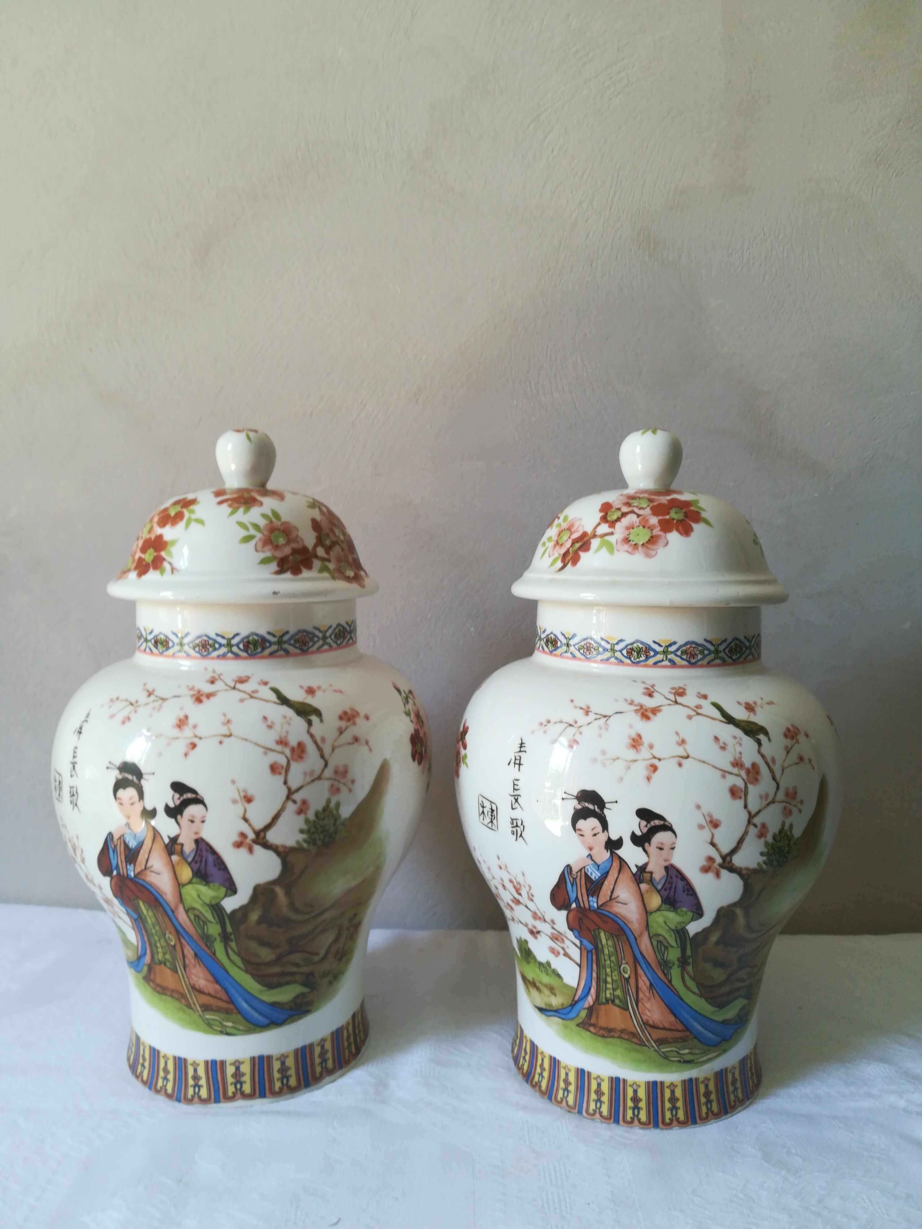 Pair of potiches in faience