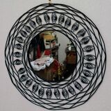 Black metal round mirror - 43cm
