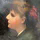 HST painting "Portrait of a young woman with a red bow" 19th century for restoration