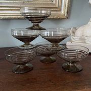6 vintage ice cream coupes, blown glass brown fruit