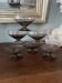 6 vintage ice cream coupes, blown glass brown fruit