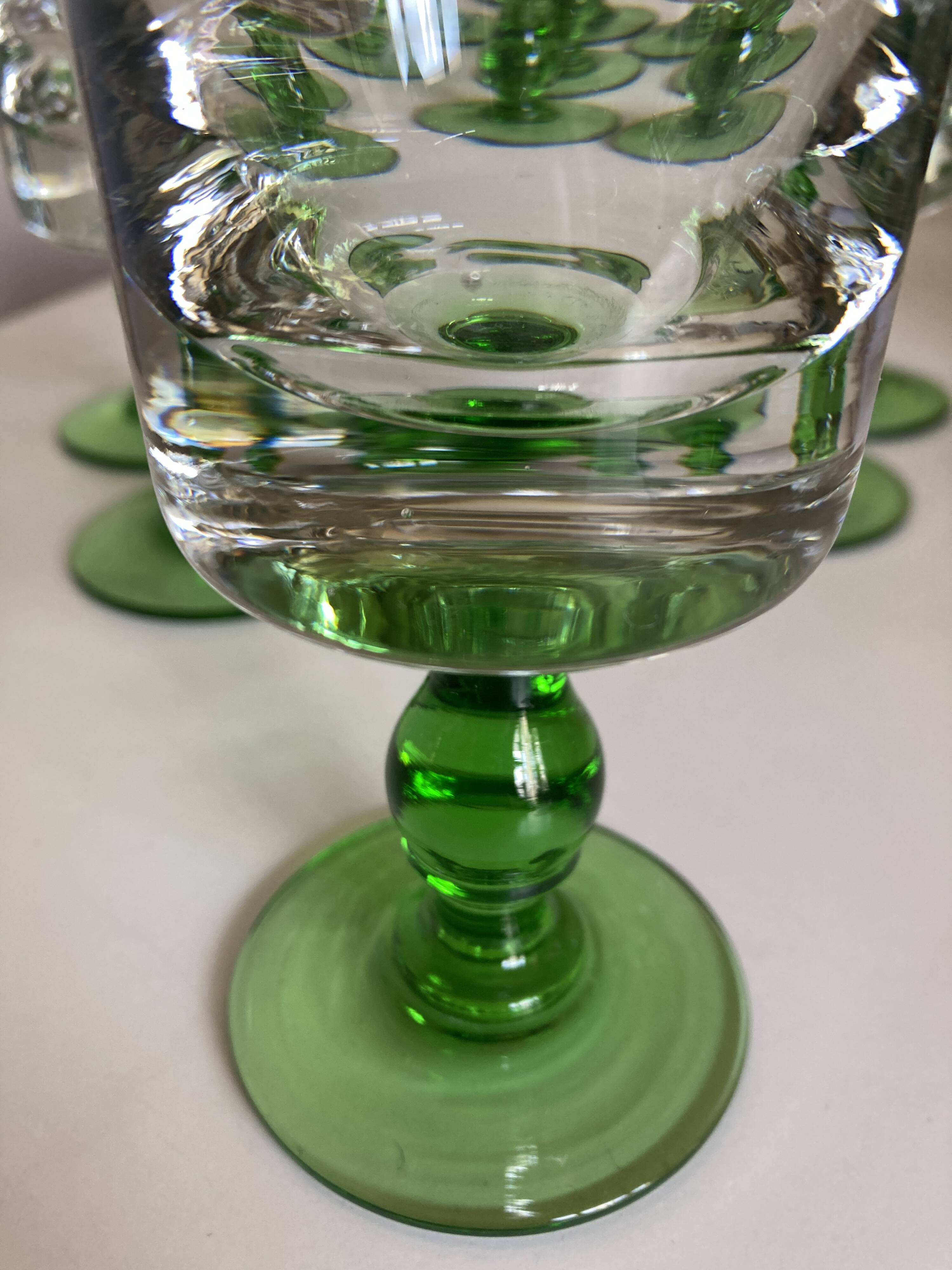 Set of 12 massive stemmed tumbler glasses 1960