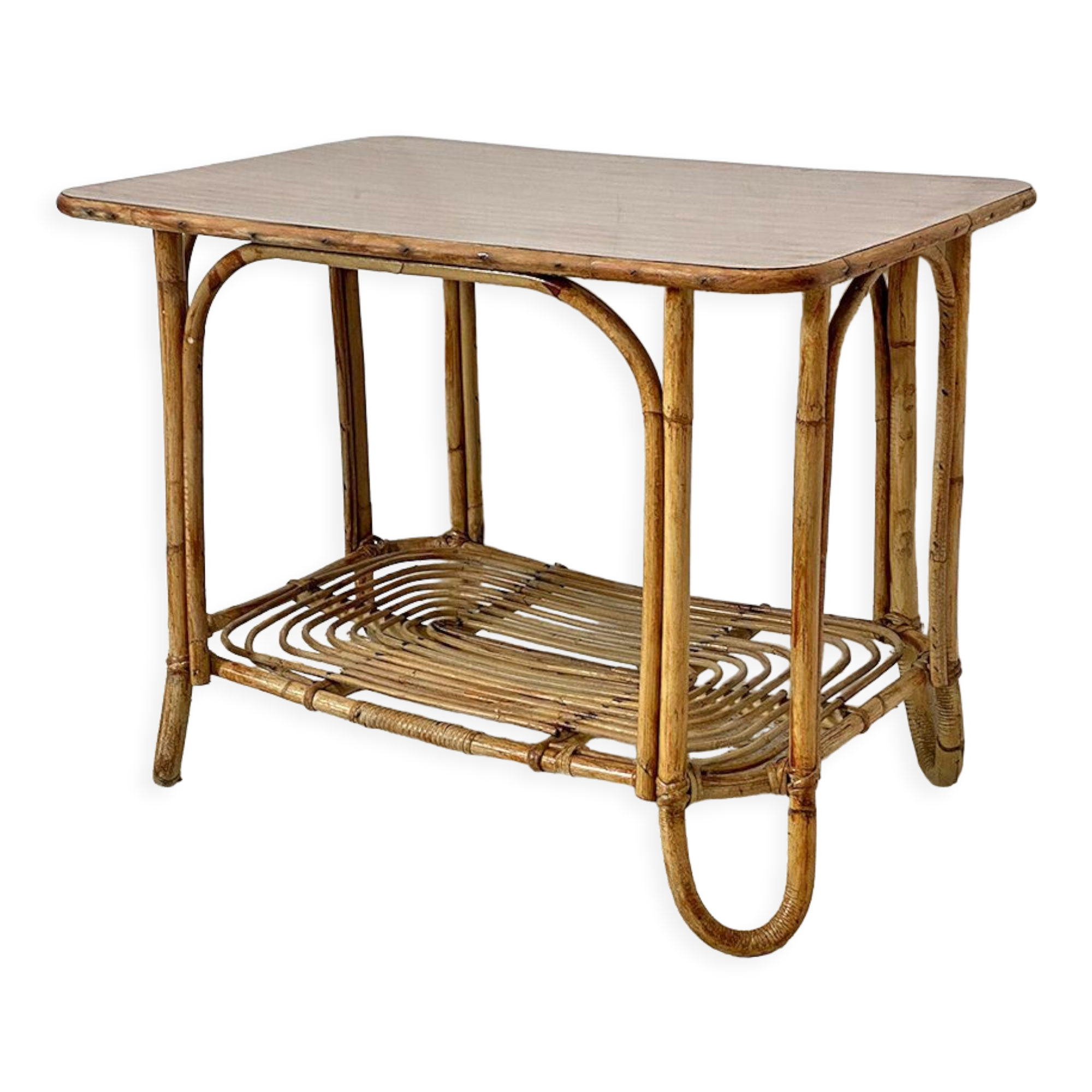 Vintage rattan coffee table 60's