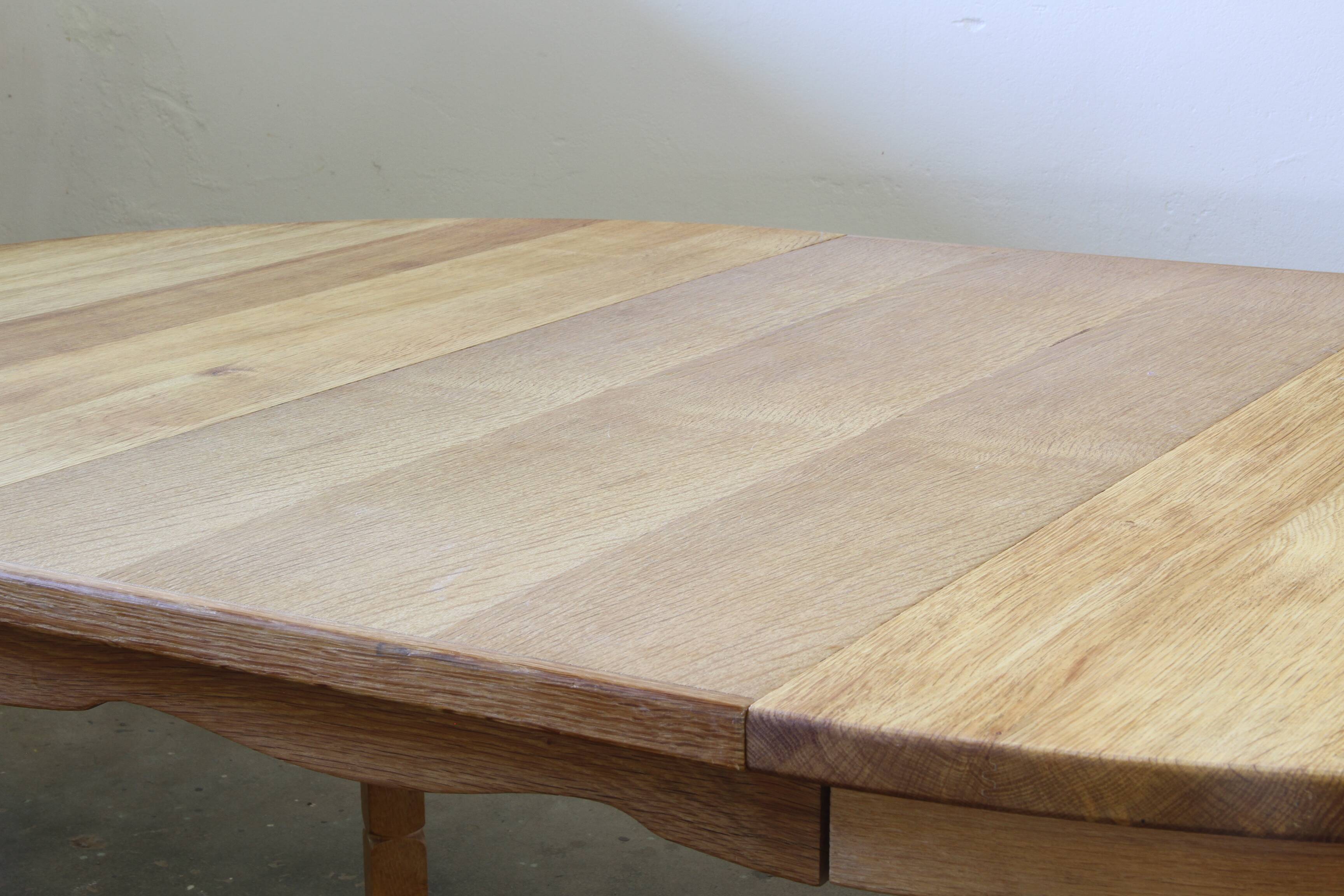 1960s vintage brutalist Danish extending oak dining table style Henning Kjærnulf