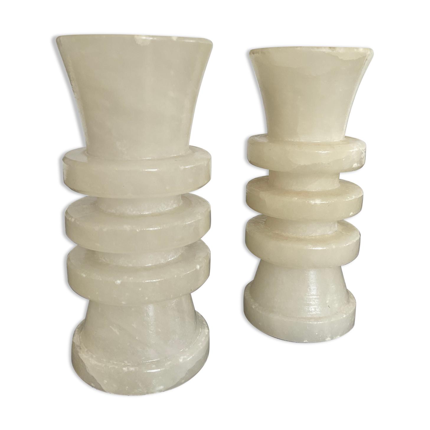 Pair of vintage alabaster candle holders