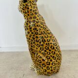 Antique terracotta leopard sculpture from the 70s vintage Italian design