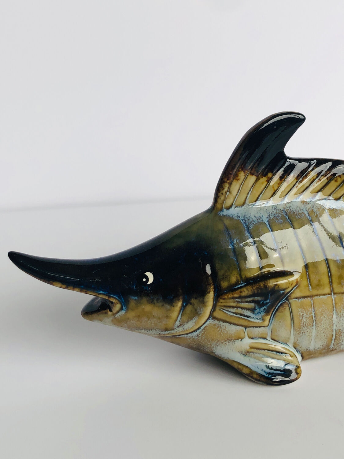 2 fish in glazed ceramic vintage