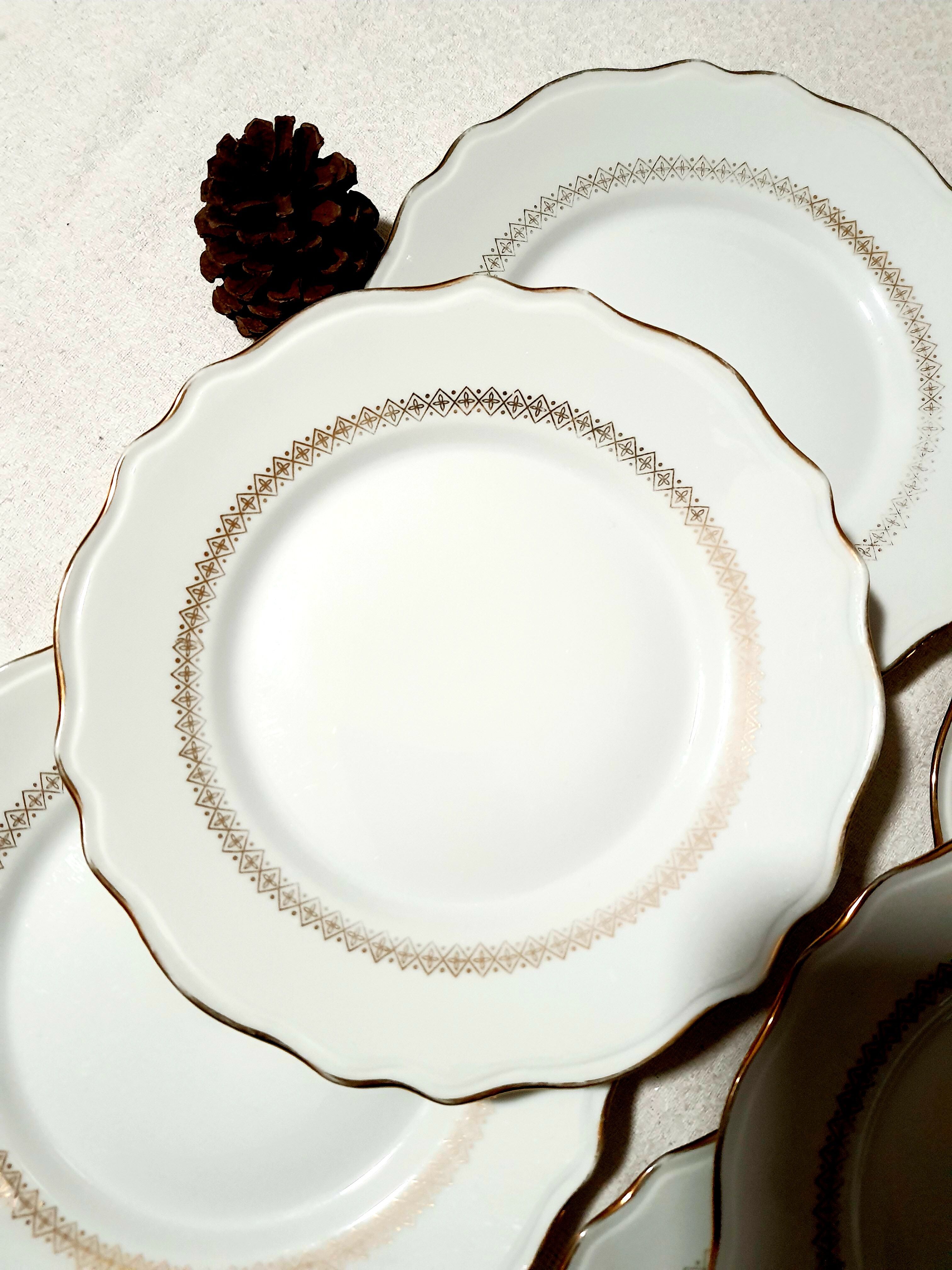 Lot of 6 dessert plates Porcelaines Lourioux